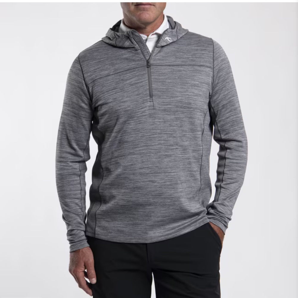 KJUS Men's Steel Grey Liam Hooded Half‎ Zip Long Sleeve Pullover Top Size 2XL